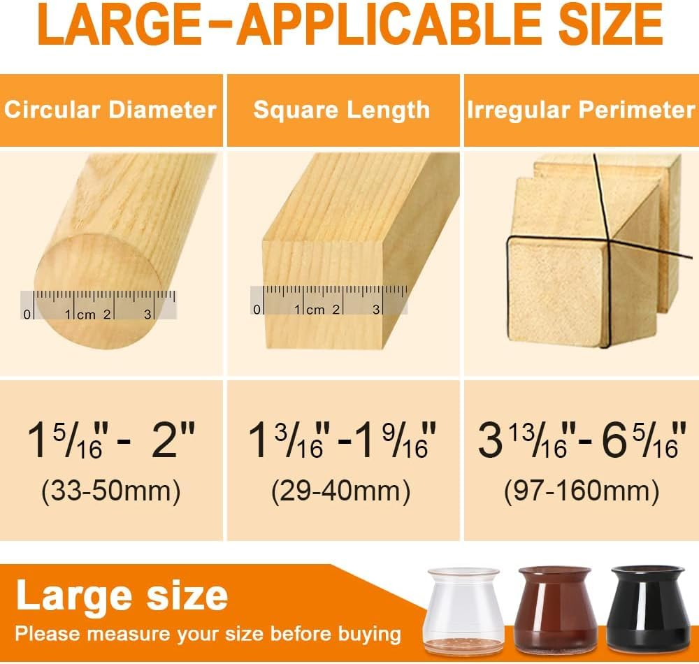 12 Pcs Silicone Chair Leg Floor Protectors (Clear, Large)