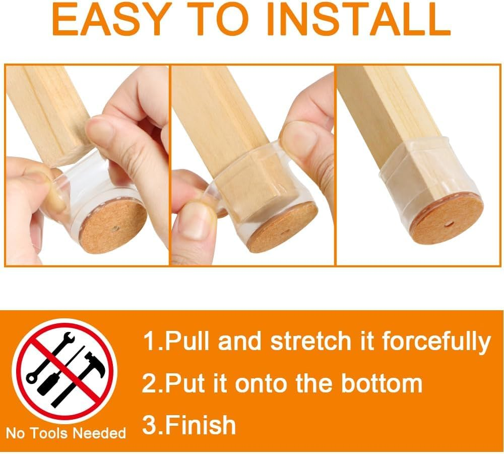 12 Pcs Silicone Chair Leg Floor Protectors (Clear, Large)