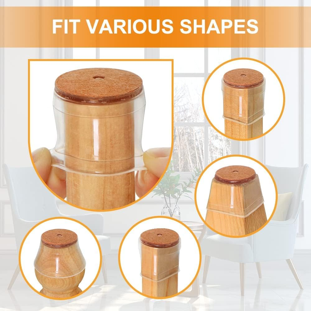 12 Pcs Silicone Chair Leg Floor Protectors (Clear, Large)