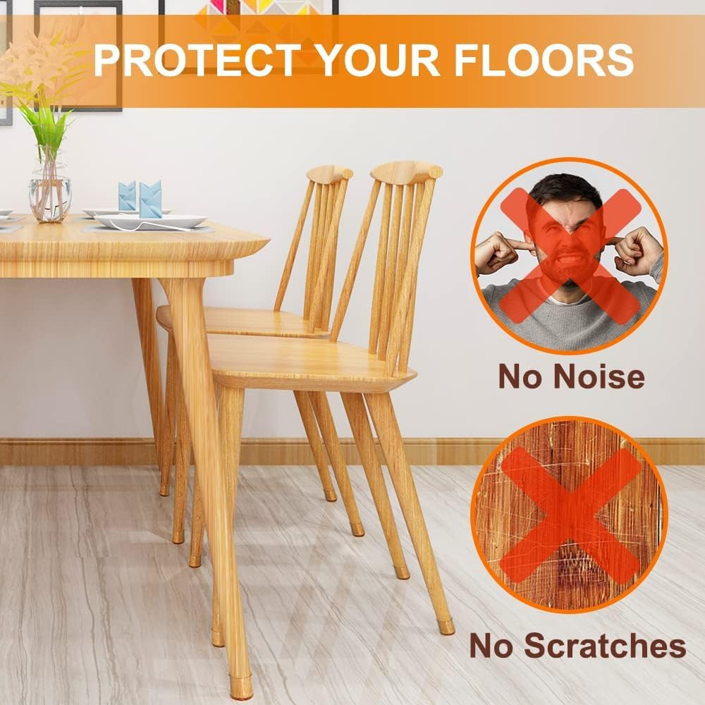 12 Pcs Silicone Chair Leg Floor Protectors (Clear, Large)