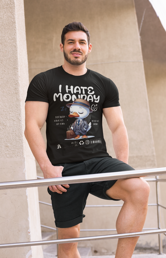 "I Hate Monday" Black DTF Printed T-Shirt – Regular Fit by ASTER STORE