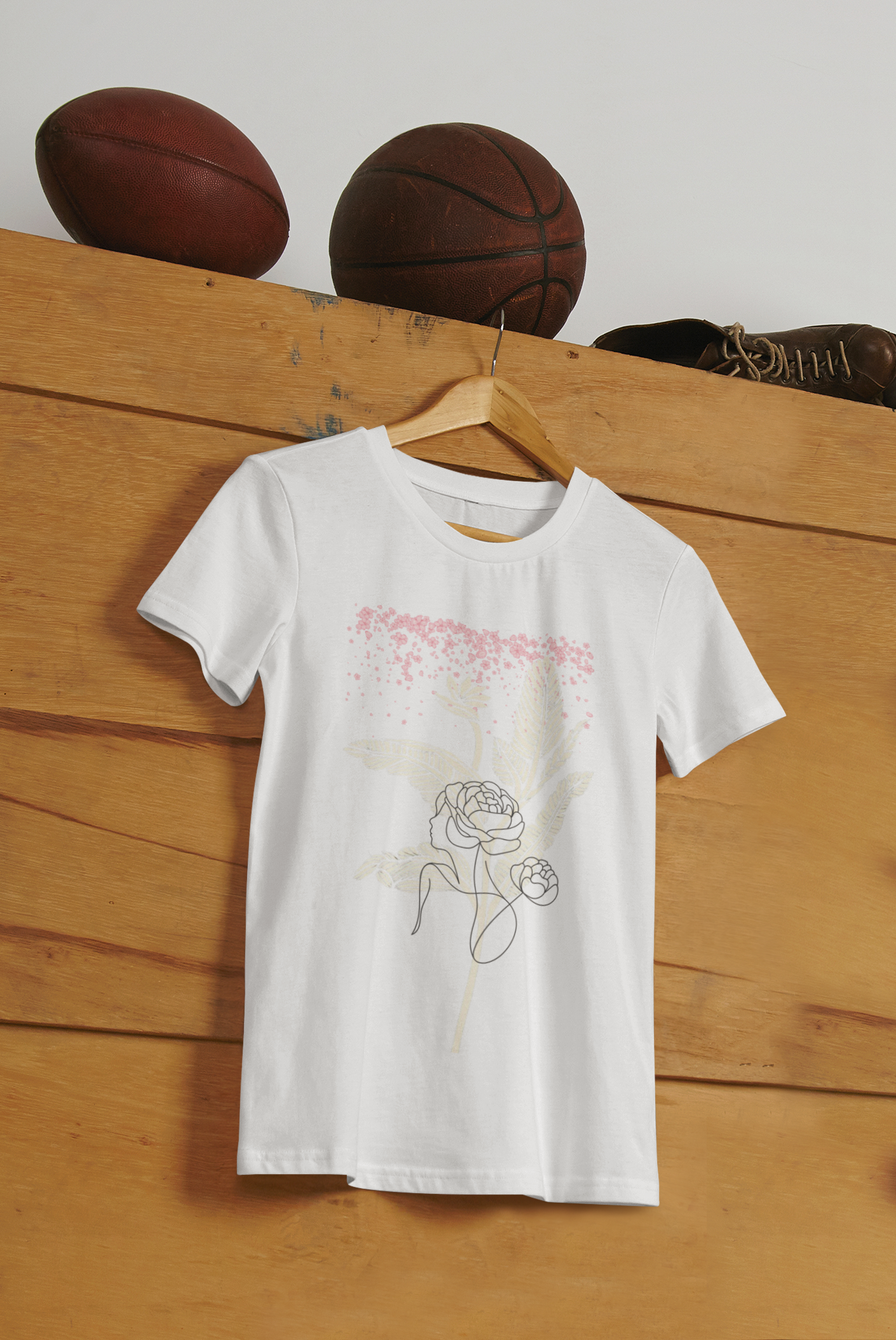 "Floral Muse" Minimalist White Tee – ASTER Women’s Edition
