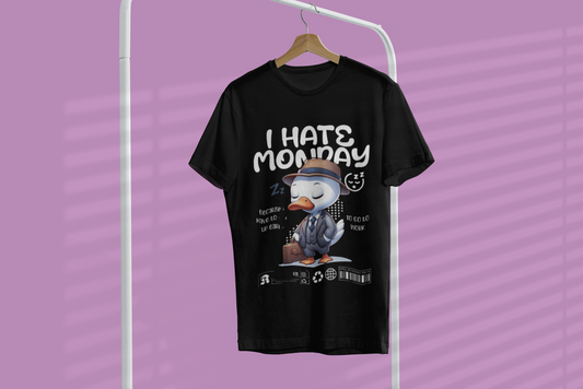 "I Hate Monday" Black DTF Printed T-Shirt – Regular Fit by ASTER STORE