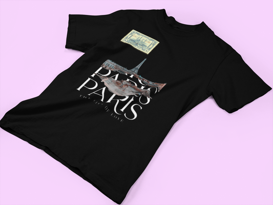โPARIS โ The City of Loveโ Oversized Black T-Shirt by ASTER STORE