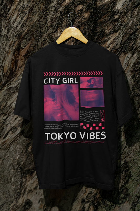 CITY GIRL – Tokyo Vibes Oversized Terry Tee for Women | ASTER STORE
