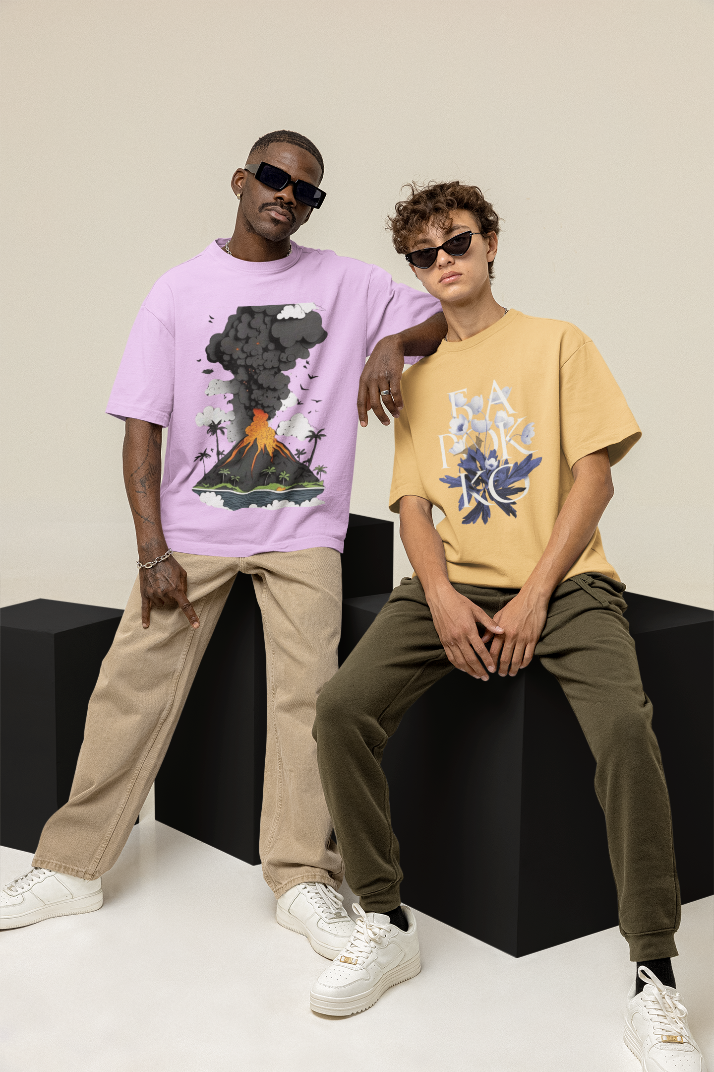 "Lava Dreams" Mauve Oversized French Terry Unisex Tee – ASTER Limited Edit
