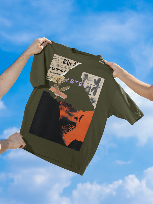 Terry Oversized Collage Printed T-Shirt – “Vintage Vibe” Edition by ASTER STORE