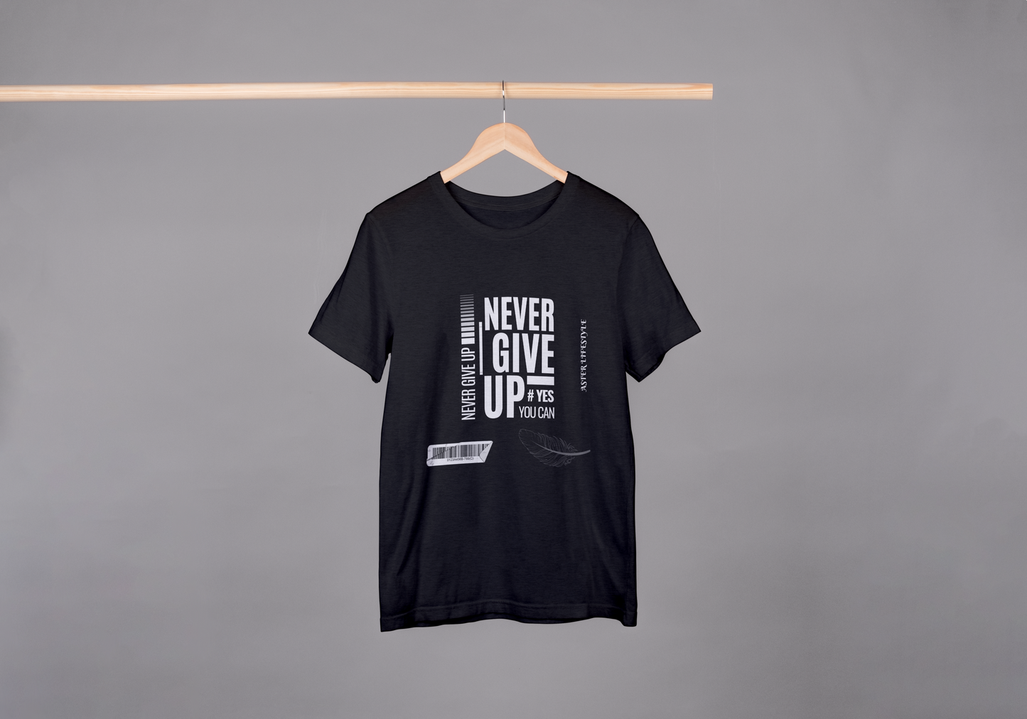 ASTER STORE Unisex Oversized T-Shirt – “Never Give Up” Motivation Edition | Bold Typography Print