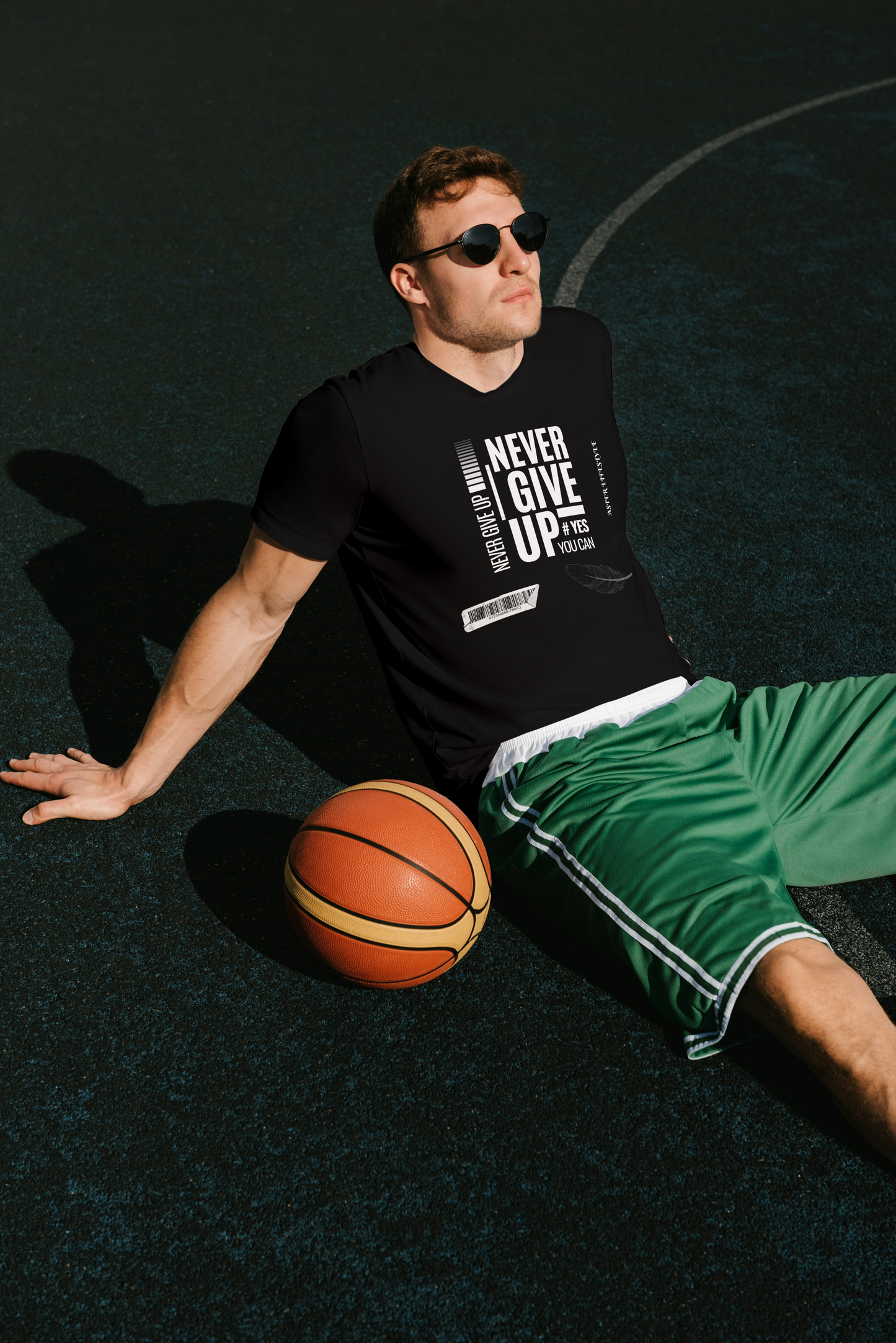 ASTER STORE Unisex Oversized T-Shirt – “Never Give Up” Motivation Edition | Bold Typography Print