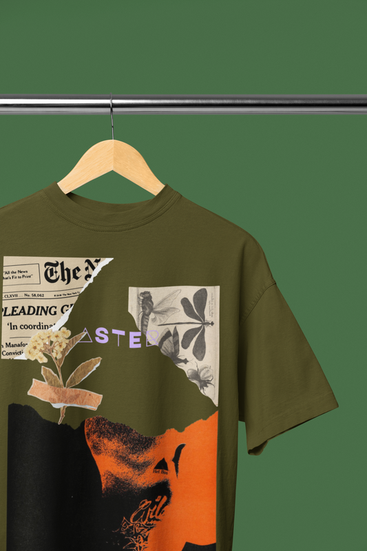 Terry Oversized Collage Printed T-Shirt – “Vintage Vibe” Edition by ASTER STORE