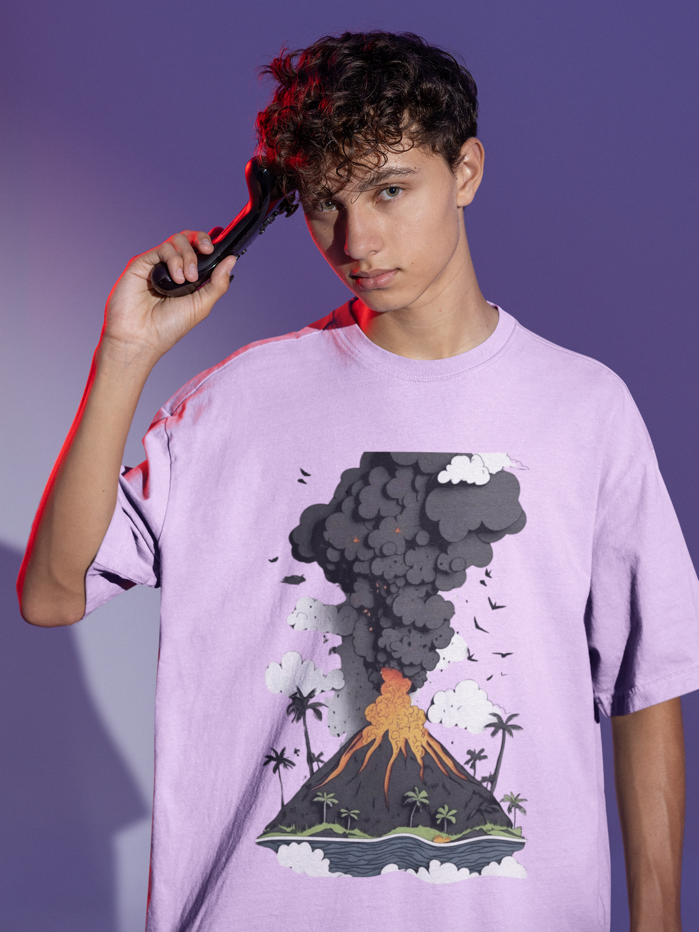 "Lava Dreams" Mauve Oversized French Terry Unisex Tee – ASTER Limited Edit