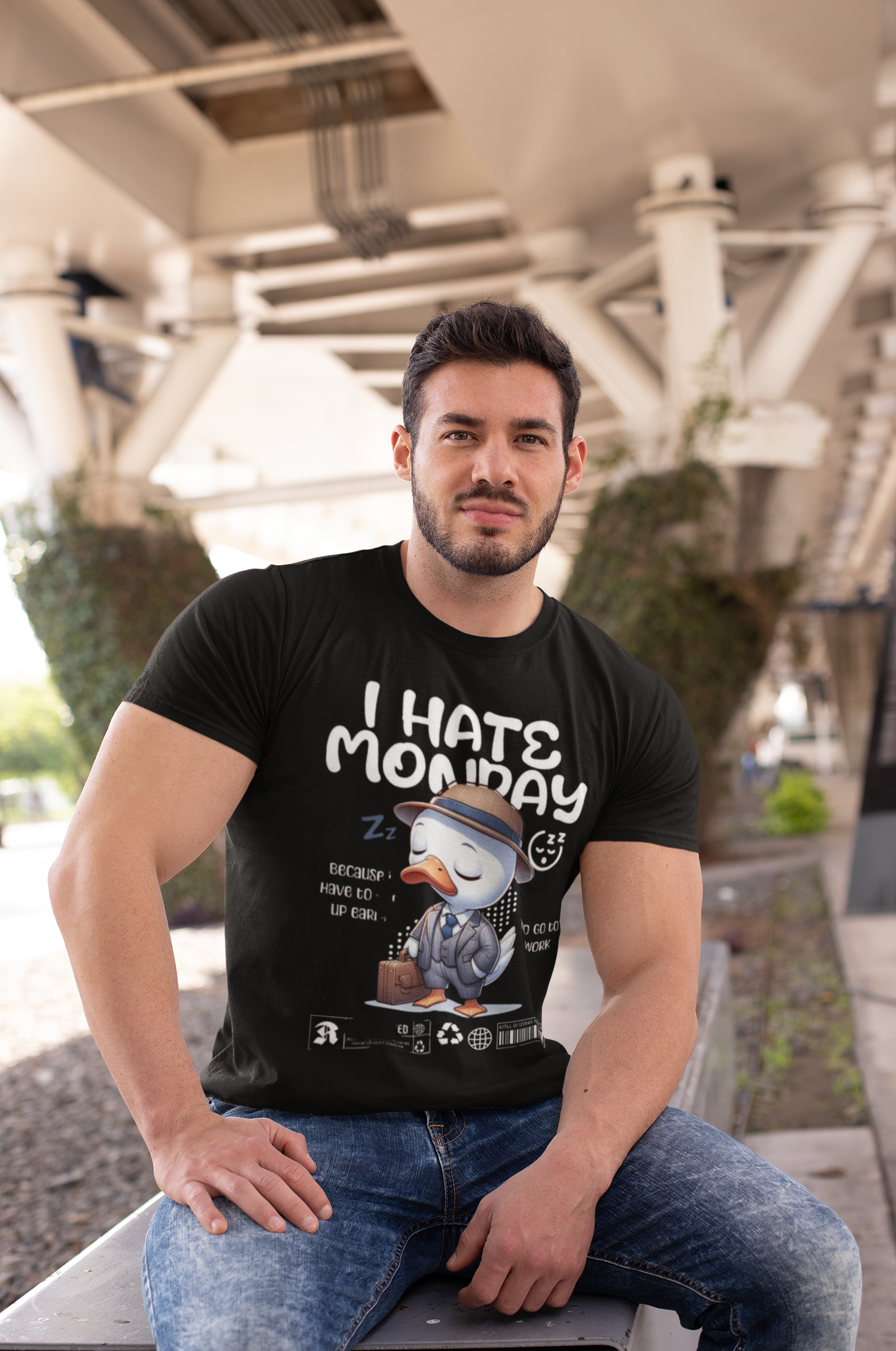 "I Hate Monday" Black DTF Printed T-Shirt – Regular Fit by ASTER STORE