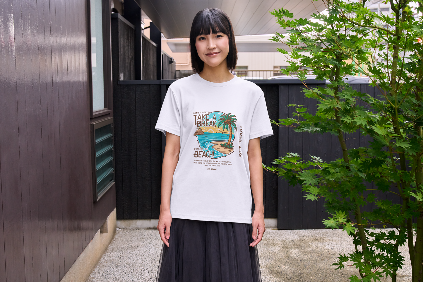 “TAKE A BREAK” Classic Fit Beach Graphic Tee – ASTER STORE Original