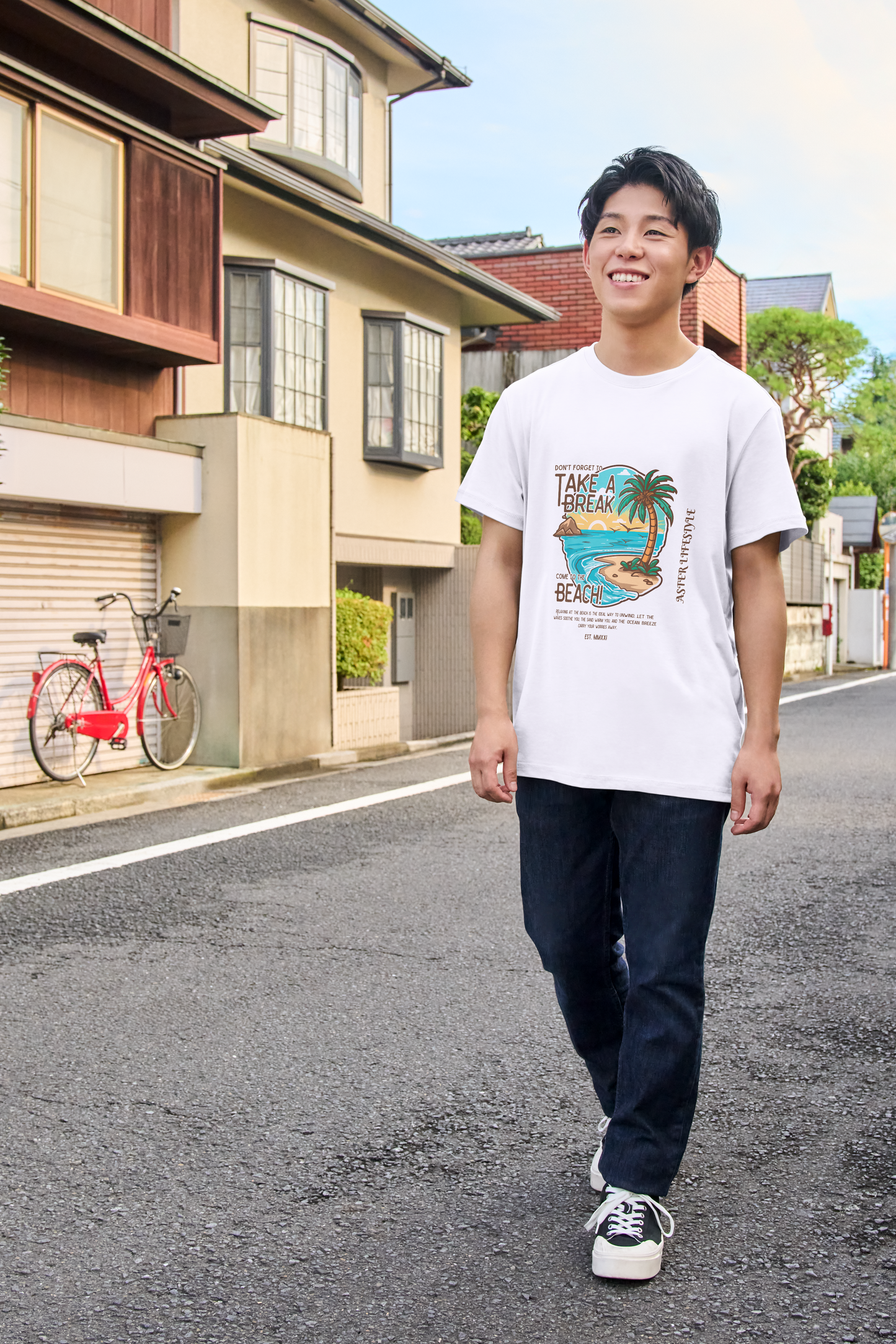 “TAKE A BREAK” Classic Fit Beach Graphic Tee – ASTER STORE Original