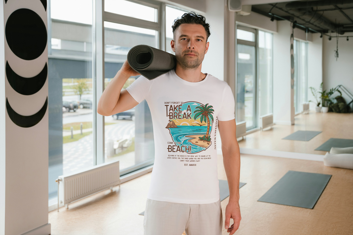 “TAKE A BREAK” Classic Fit Beach Graphic Tee – ASTER STORE Original