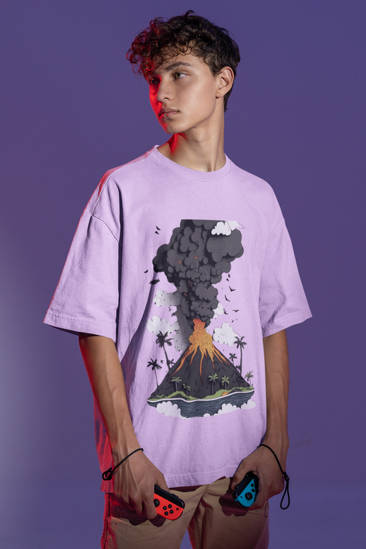 "Lava Dreams" Mauve Oversized French Terry Unisex Tee – ASTER Limited Edit