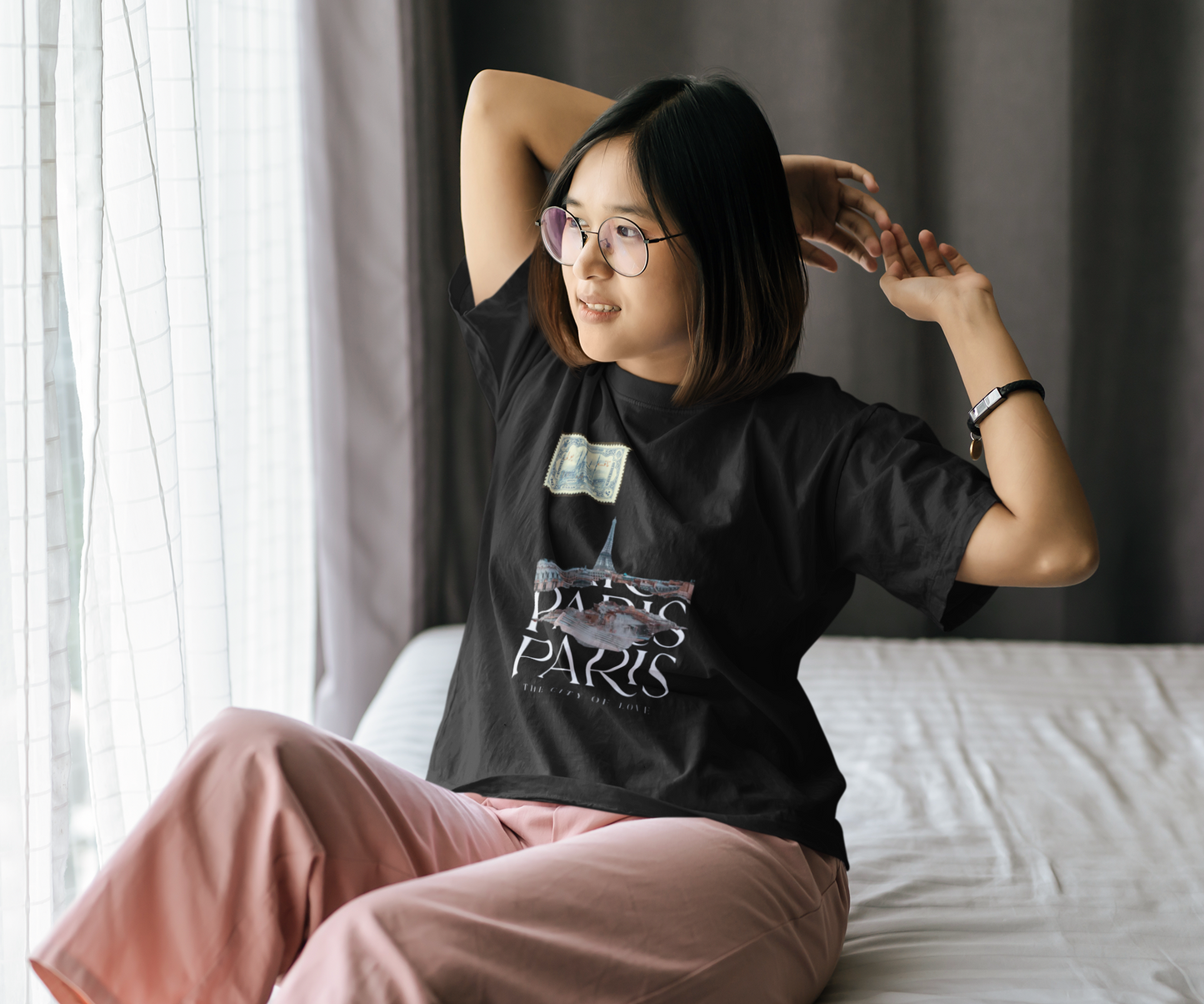 “PARIS – The City of Love” Oversized Black T-Shirt by ASTER STORE