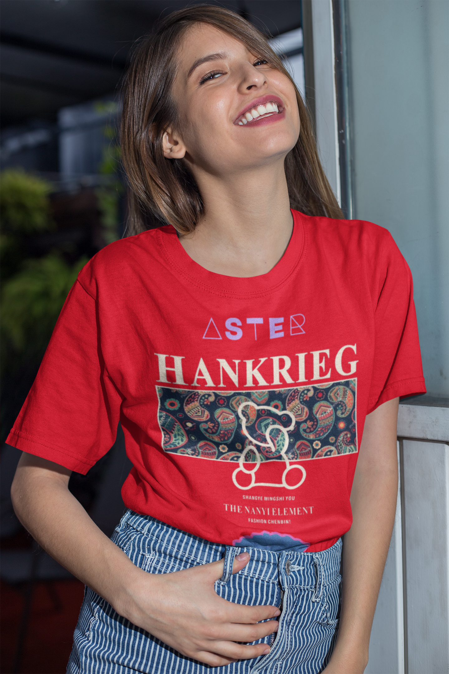 Red Oversized Graphic T-Shirt – HANKRIEG Print by ASTER STORE