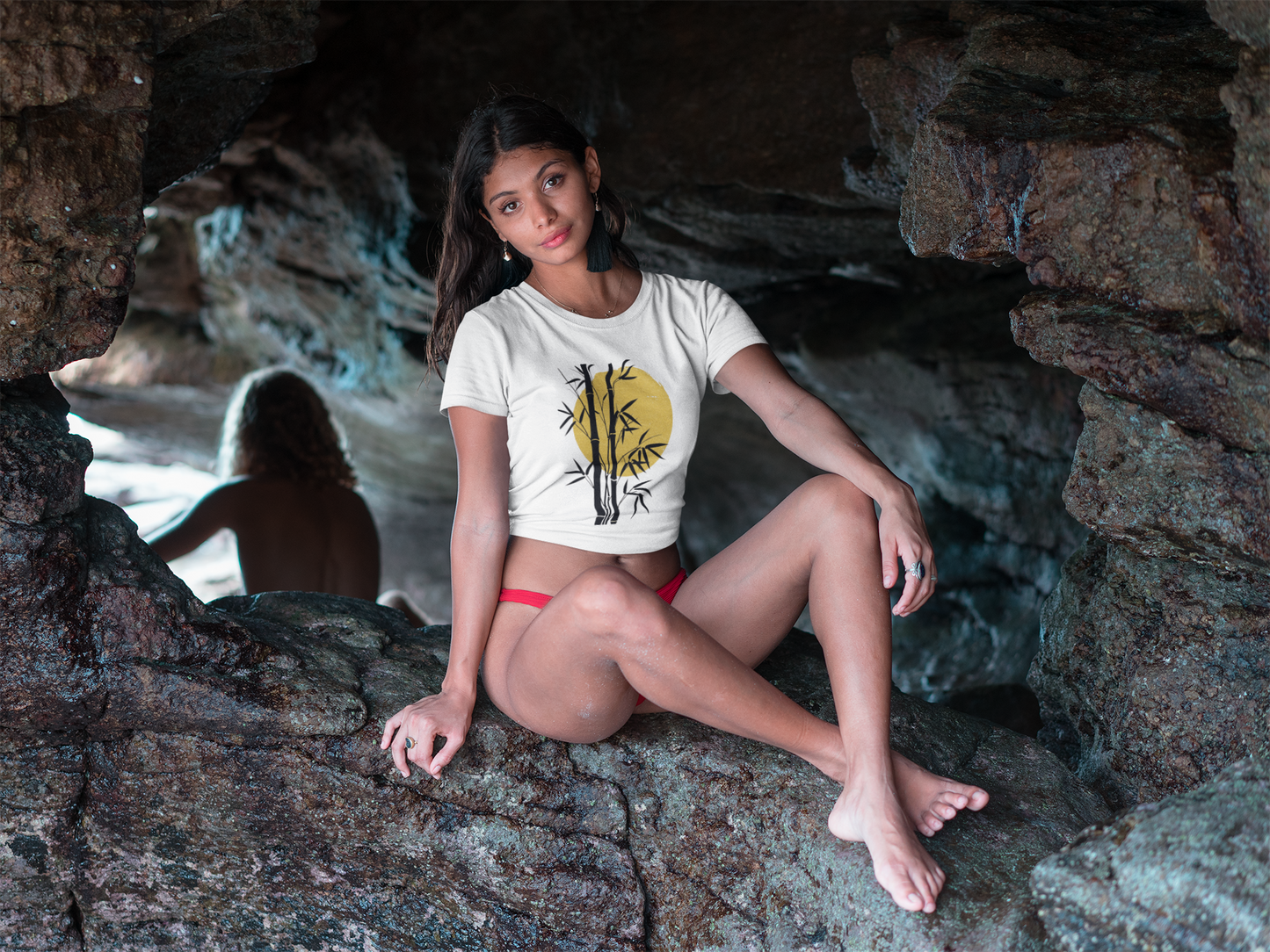 “Zen Bloom” Bamboo Sunset Crop Tee – ASTER Women’s Luxe Collection