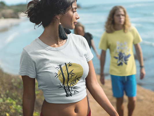 โZen Bloomโ Bamboo Sunset Crop Tee โ ASTER Womenโs Luxe Collection