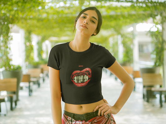 Medusa Lip Graphic Crop Tee โ ASTER Bold Series