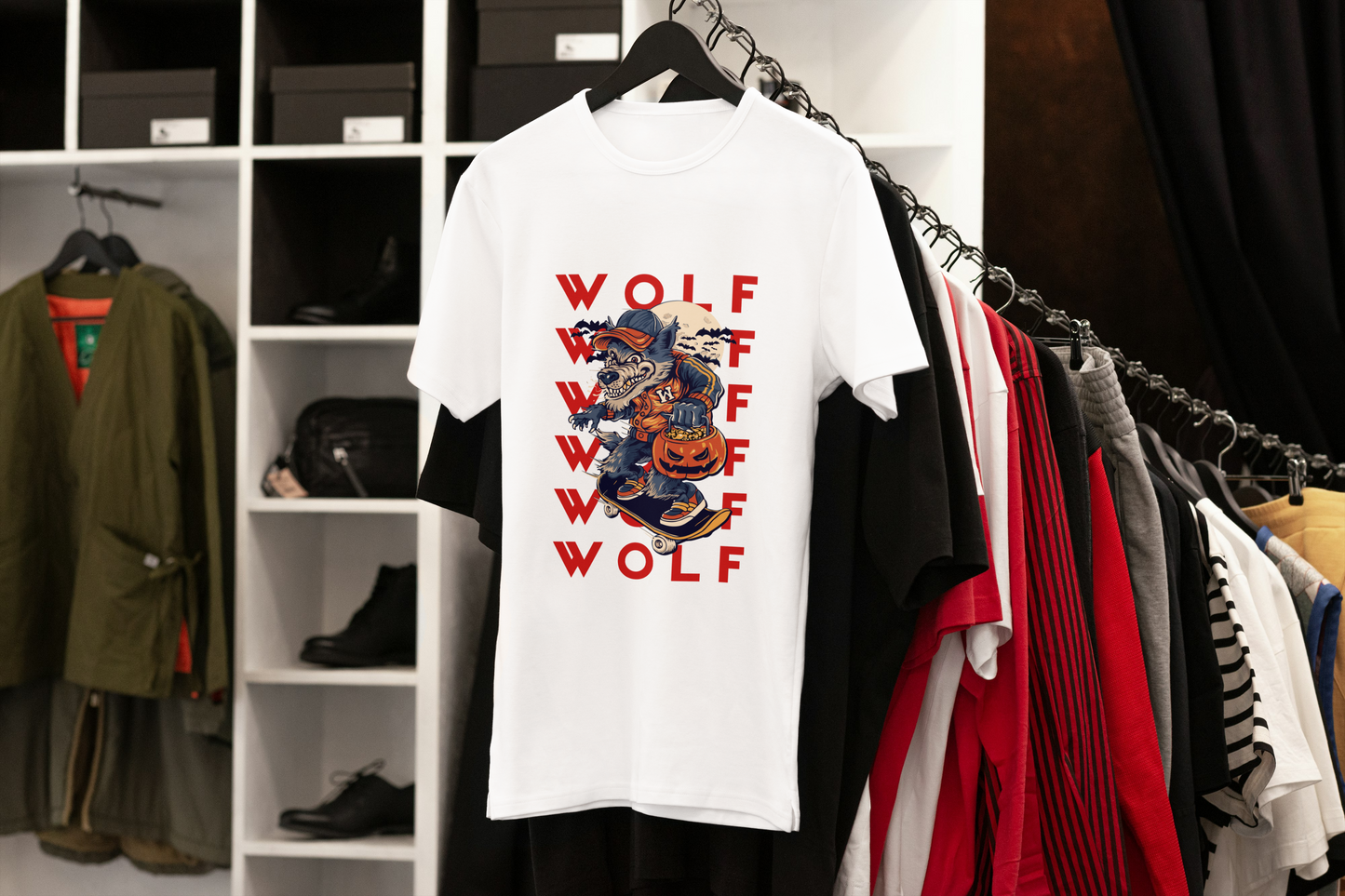 Howl You Doing'? —Oversize Retro Skater Wolf Halloween T-Shirt