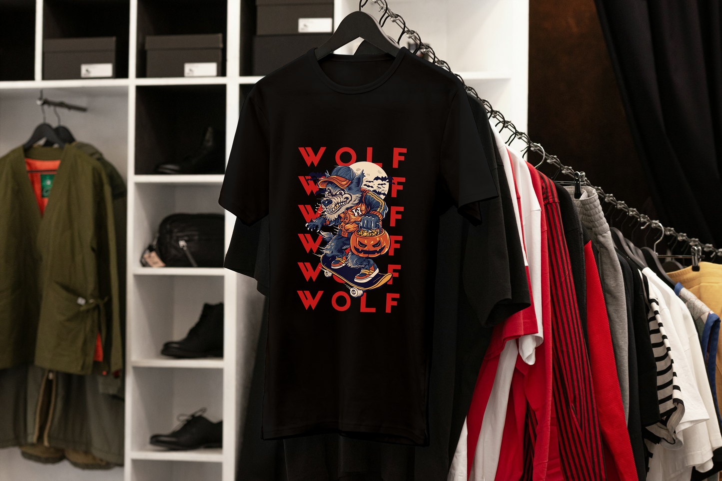 Howl You Doing'? —Oversize Retro Skater Wolf Halloween T-Shirt