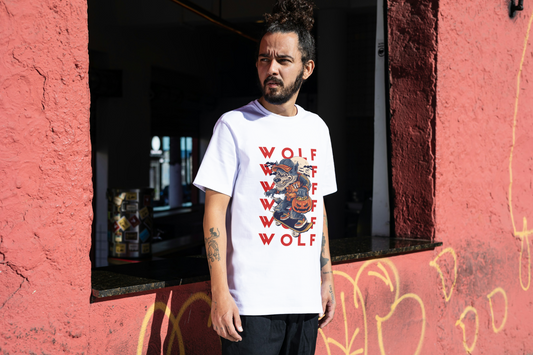 Howl You Doing'? —Oversize Retro Skater Wolf Halloween T-Shirt