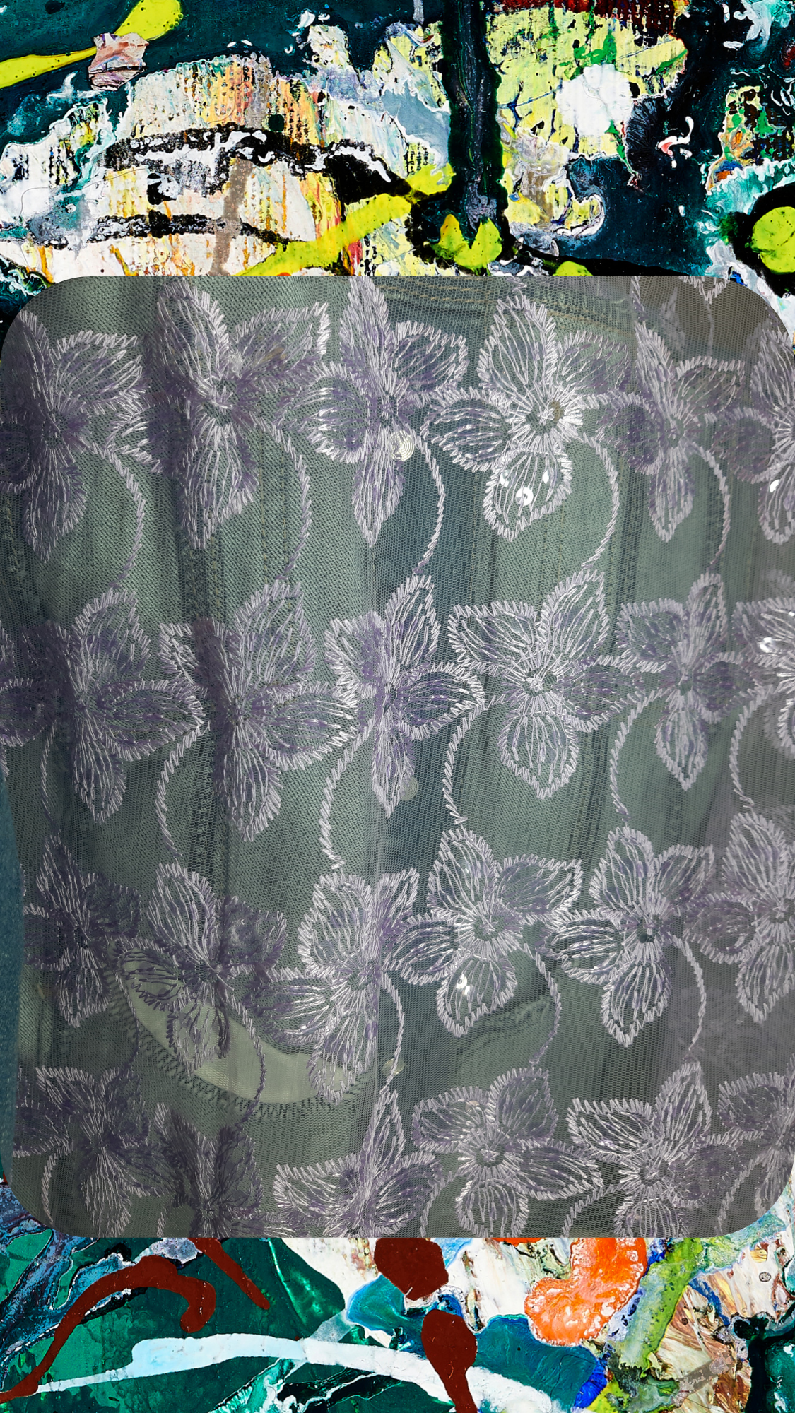 💜✨Midnight Bloom – Dark Blue Denim Jacket with Purple Floral Embroidery on Net Fabric