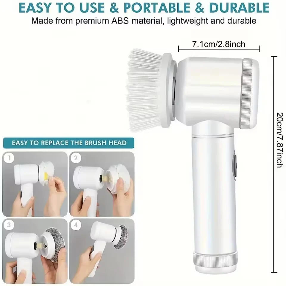 ✨ 5-in-1 Electric Spin Scrubber | Powerful Cordless Cleaning Brush for Bathroom, Kitchen & More!