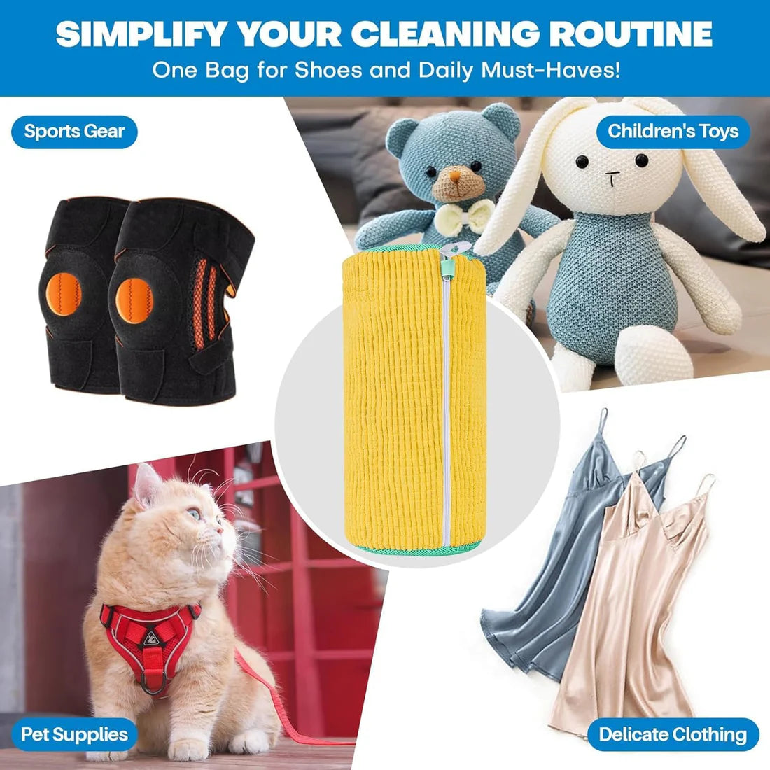 🧼 All-in-One Shoe Washing Machine Bag – Plush, Durable & Multi-Purpose