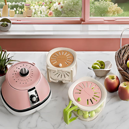 2‑in‑1 Multifunctional Handle Food & Fruit Draining Container – Portable, with Lid & Non‑Slip Grip