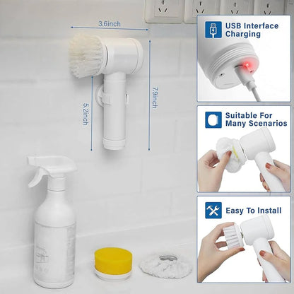 ✨ 5-in-1 Electric Spin Scrubber | Powerful Cordless Cleaning Brush for Bathroom, Kitchen & More!