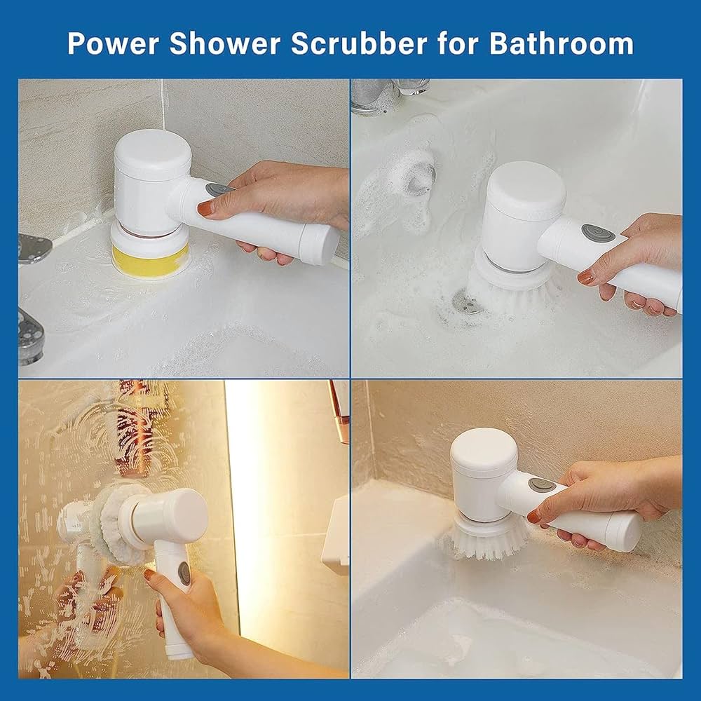 ✨ 5-in-1 Electric Spin Scrubber | Powerful Cordless Cleaning Brush for Bathroom, Kitchen & More!