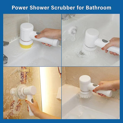 ✨ 5-in-1 Electric Spin Scrubber | Powerful Cordless Cleaning Brush for Bathroom, Kitchen & More!