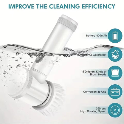 ✨ 5-in-1 Electric Spin Scrubber | Powerful Cordless Cleaning Brush for Bathroom, Kitchen & More!