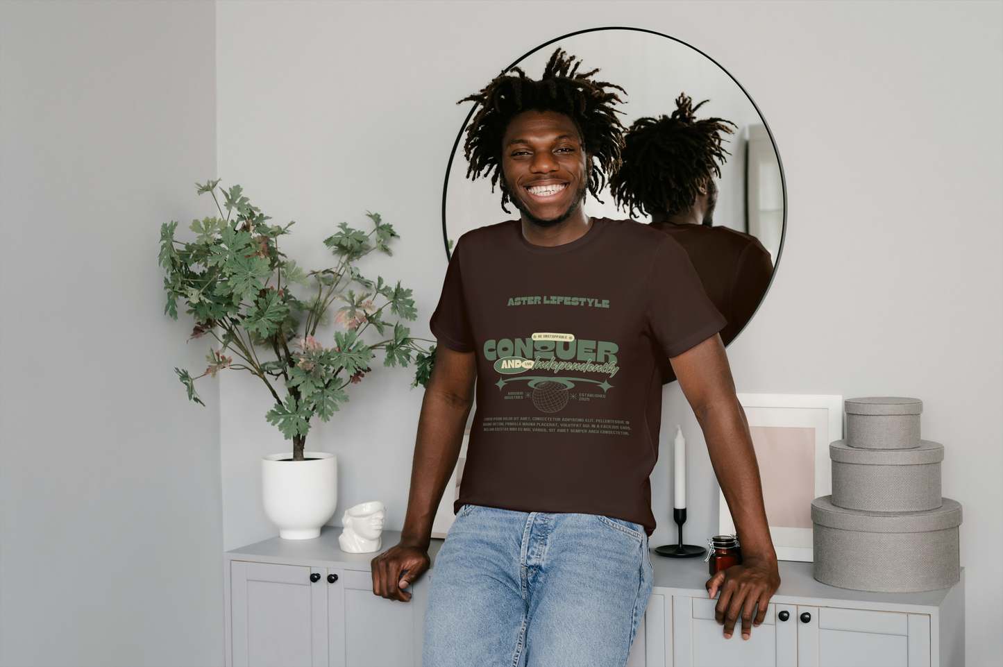 "Conquer Independently" Regular Fit Graphic T-Shirt by ASTER STORE – Power Your Style