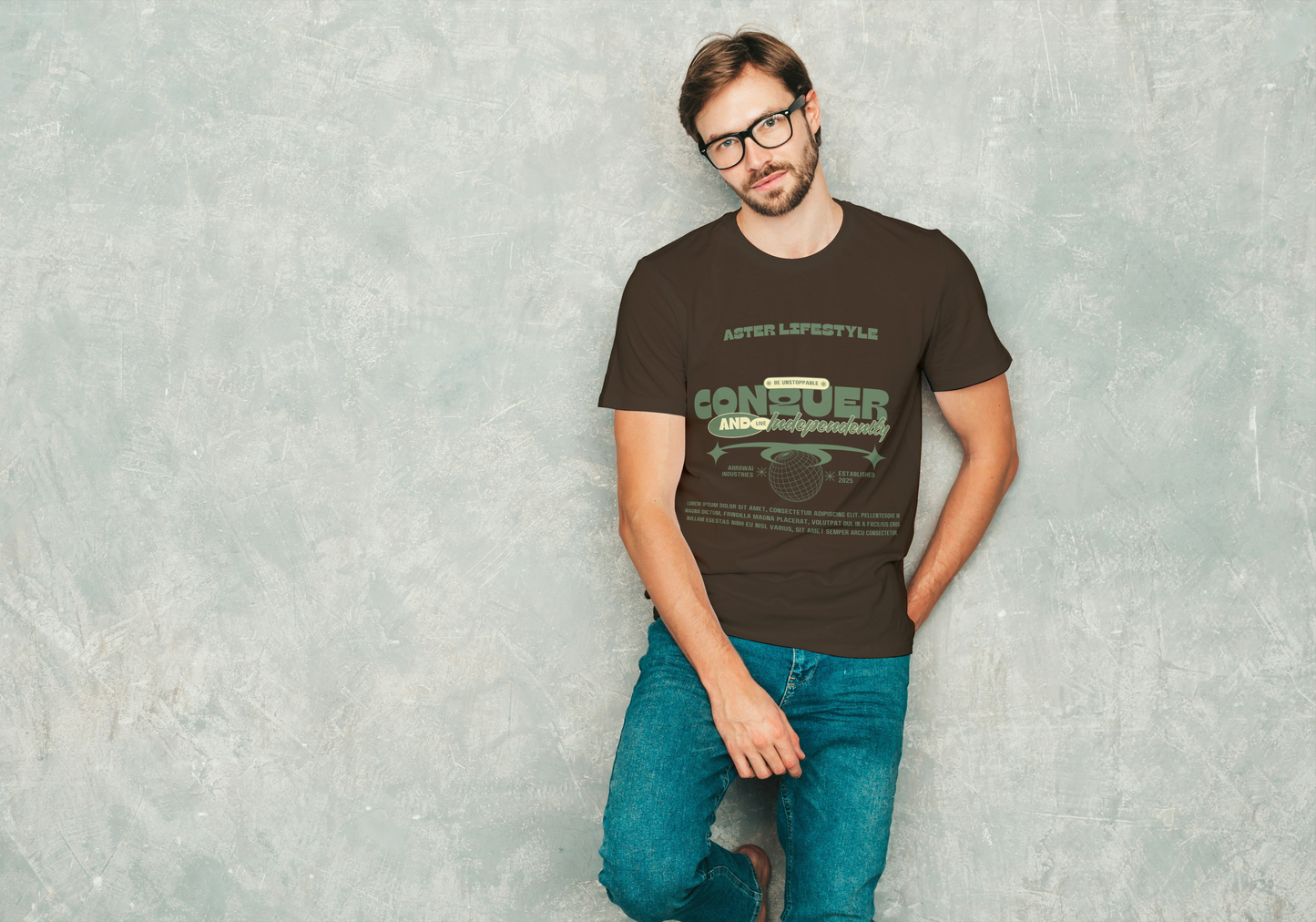 "Conquer Independently" Regular Fit Graphic T-Shirt by ASTER STORE – Power Your Style