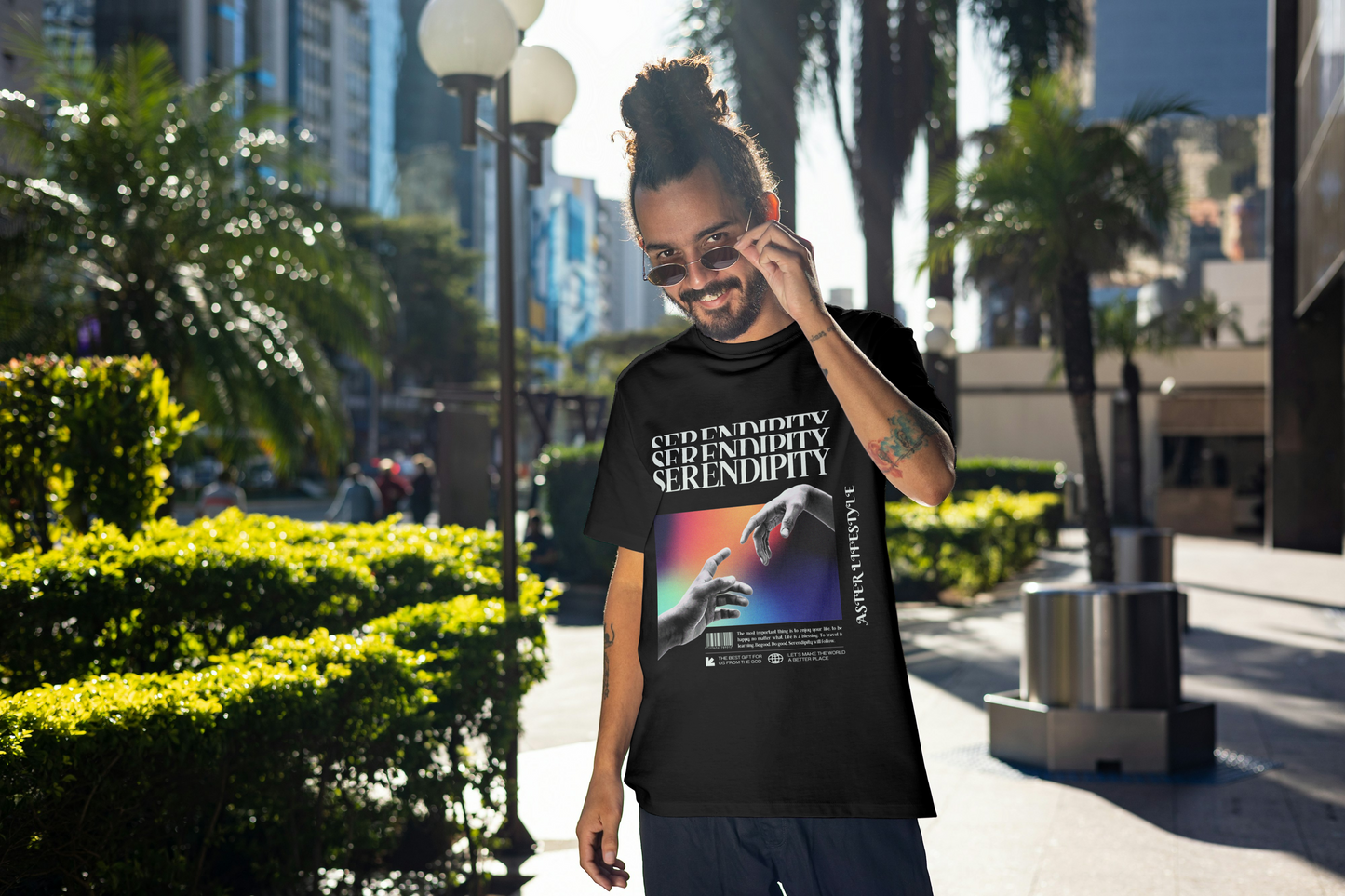 "SERENDIPITY TOUCH" Oversized Graphic T-Shirt by ASTER STORE
