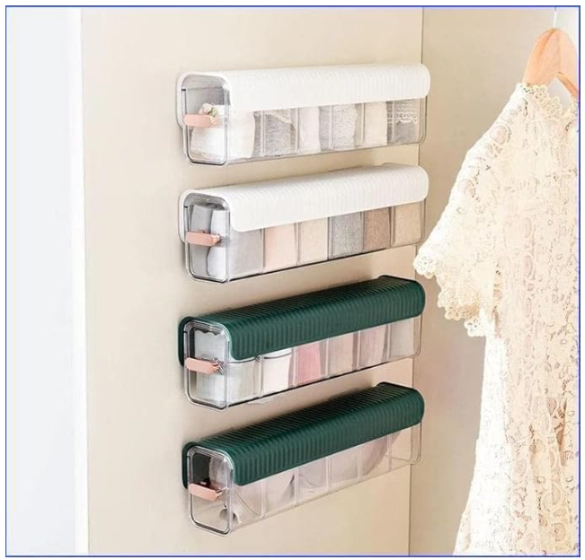 Wall Mount 6 Cell Drawer Storage Boxes and Acrylic Organizers