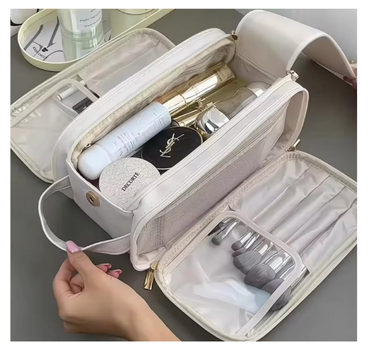 Three-Layer Double Zipper U-Shaped Design Cosmetic Bag
