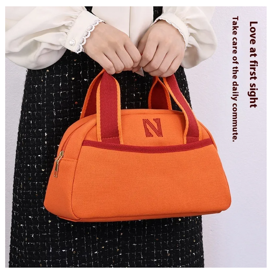 Canvas Makeup Bag with Partitioned Storage