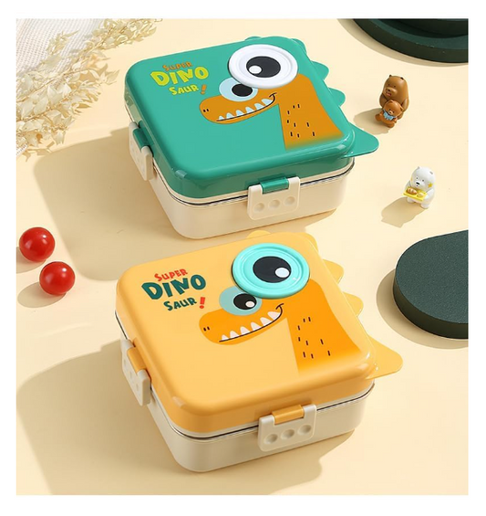 Multi Compartment Eye Design Stainless Steel Lunch Box with Spoon Cup