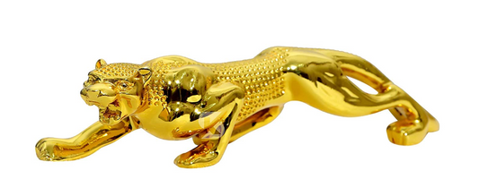 Modern Jaguar, Golden Panther Jaguar, Luxury Showpiece Animal Figurines Decorative Item for Home Dcor Living Room Bedroom Table Top Car Dashboard Decoration ( 18 cm x 4.5 cm)