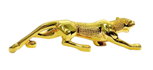 Modern Jaguar, Golden Panther Jaguar, Luxury Showpiece Animal Figurines Decorative Item for Home Dcor Living Room Bedroom Table Top Car Dashboard Decoration ( 18 cm x 4.5 cm)