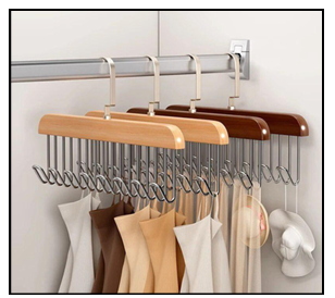 Multifunctional Non-Slip Storage Hangers with 8 Hooks  360 Degree Swivel Wooden Belt Hanger for Home Closet Clothing Storage Organization