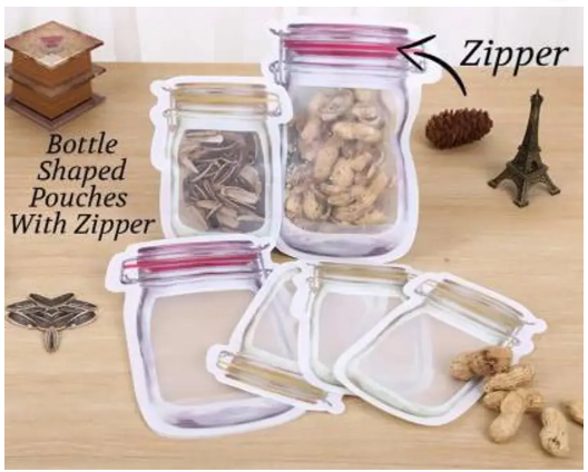 Jar Pouch for Food Storage , Ziplock Bags Reusable Airtight Seal Storage Bags Plastic Storage Pouch  (Pack of 3)