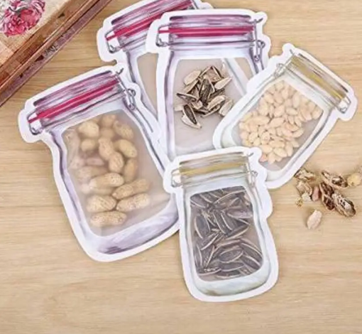 Jar Pouch for Food Storage , Ziplock Bags Reusable Airtight Seal Storage Bags Plastic Storage Pouch  (Pack of 3)