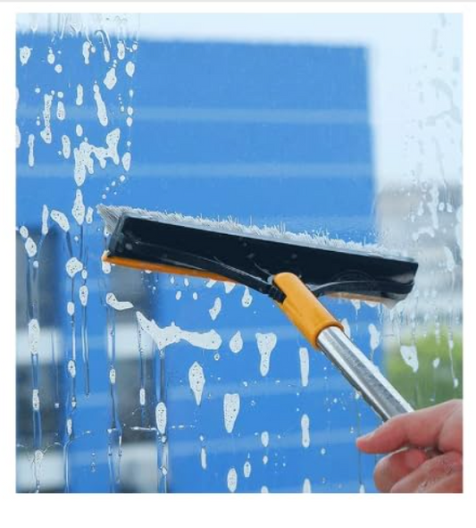 Bathroom Cleaning Brush with Wiper 2 in 1 Tiles Cleaning Brush Floor Scrub Bathroom Brush with Long Handle 120° Rotate Bathroom Floor Cleaning Brush (2 in 1 Cleaning Brush)