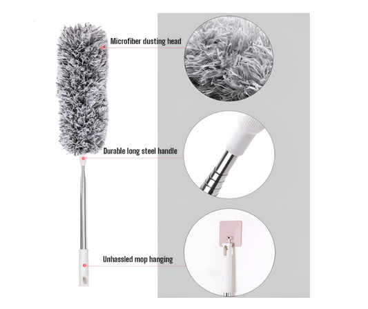 Fan Cleaner Brush Microfiber Foldable Duster Cleaning Mop with Long Rod for Car Home Office Fan Ceiling Flexible Feather Dusting (Pack of 1,
